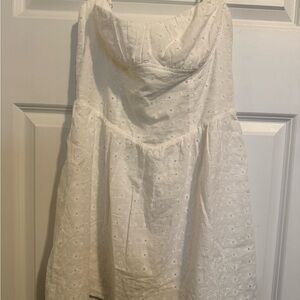 White Strapless Eyelet Dress